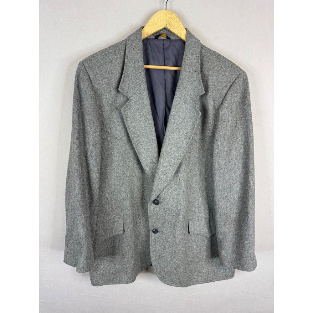Pioneer Wear Mens 44 Grey Wool Western Blazer Sport Coat Made in‎ USA